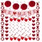 BE MINE Banner, Hanging Heart Swirls, XOXO Garlands, Flower Balls, Heart Strings Set for Romantic Special Night Wedding Engagement Proposal Decor, 21 Pcs Valentine's Day Decoration Set